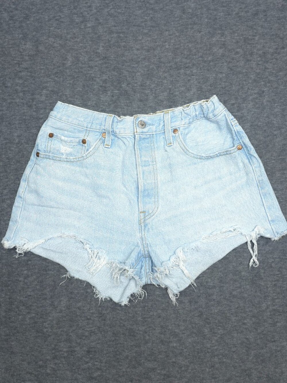 Levi's Premium 501 Cutoff Denim Shorts W29 Light Wash Distressed